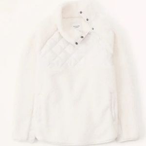 Abercrombie & Fitch cream pull over sherpa fleece quilted snap size small
